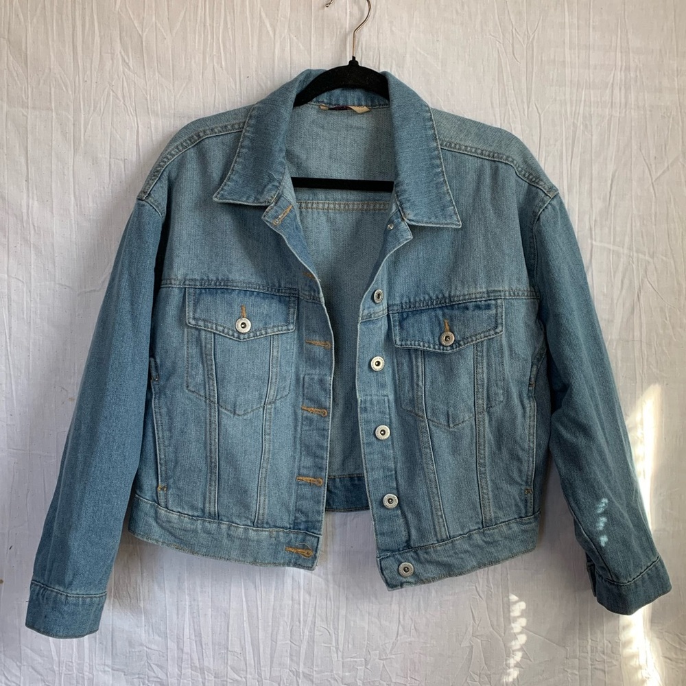 Womens Highway Jeans Cropped Oversized Jean Jacket - Picture 1 of 11